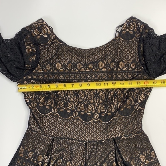 B. Darlin Black Lace W/Nude Underlay Fit & Flare Dress - Picture 7 of 8